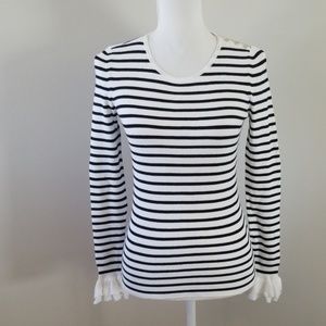WHBM Boutique Black & Cream Striped Sweater.